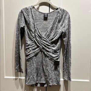 Astars Heather Gray Ruched Long Sleeve Top
